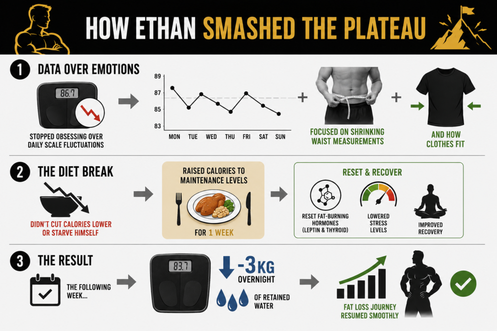 From 120 kg to a muscular, athletic physique: Ethan's inspiring weight loss transformation story and the pillars he used to change his life. How Ethan smashed the plateau and succeeded in losing excess weight