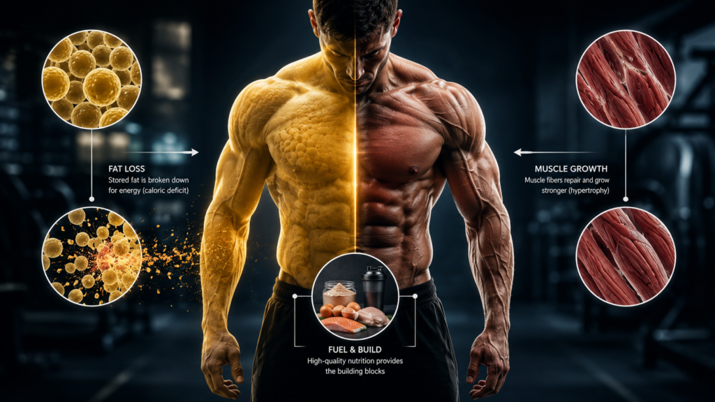 The Ultimate Scientific Guide to Body Recomposition: How to Build Muscle and Lose Fat Simultaneously Body remodeling? The biological mechanism